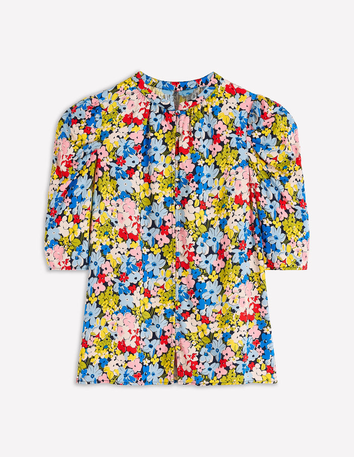 Mutton Sleeve Smart Top Multi, Flowerbed Cluster