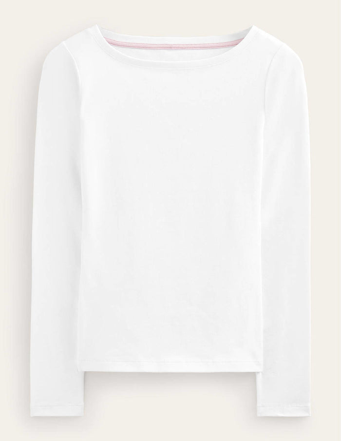 Essential Boat-Neck Jersey Top White