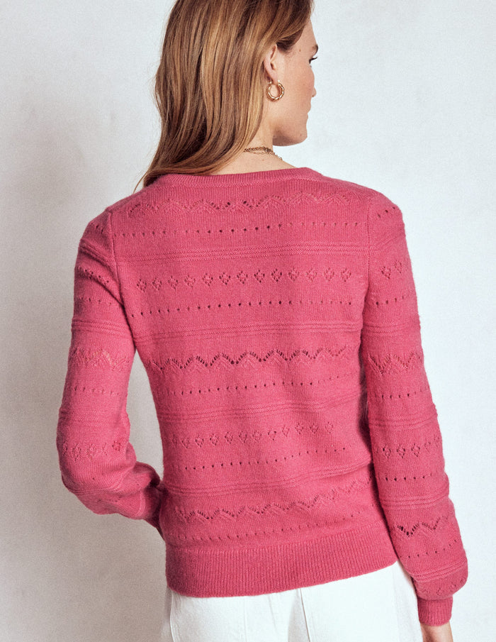 Leticia Lace Trim Cardigan Rose Pink