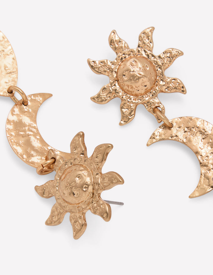 Hammered Motif Earrings Gold Colour