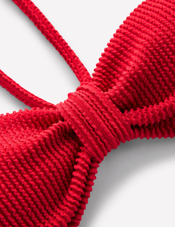 Crinkle Texture Bikini Top Tulip Red