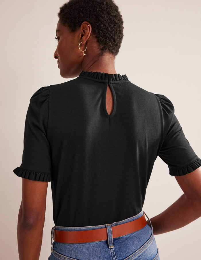 Supersoft Frill Detail T-shirt Black