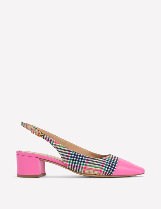 Ailsa Block Heel Slingbacks Multi Check