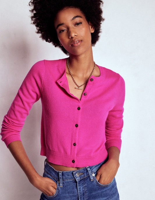 Eva Cashmere Cropped Cardigan Pop Pansy