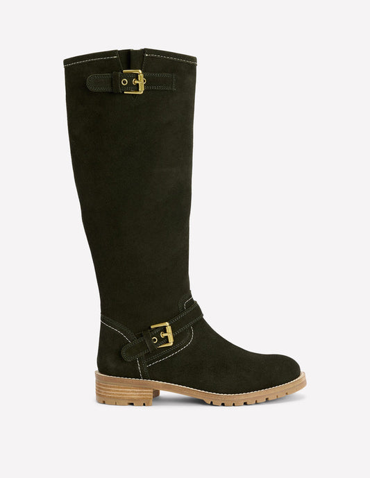Buckle Knee High Boots Woodland Green