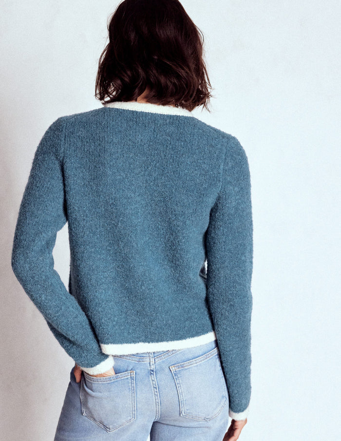 Holly Boucle Knitted Jacket Denim Blue Boucle