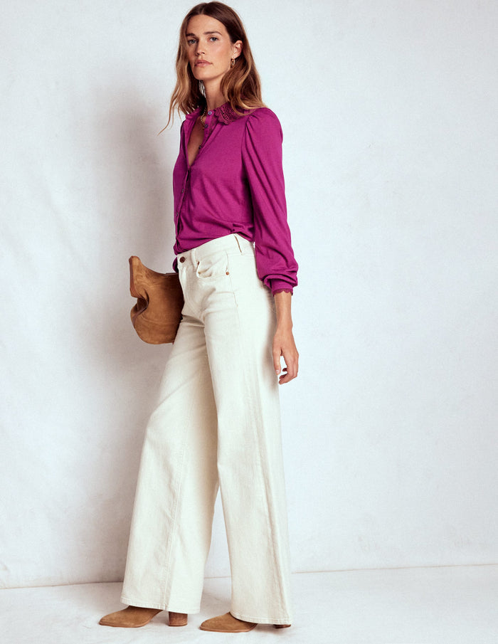 Lace Collar Blouse Rich Magenta