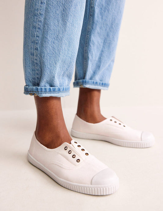 Laceless Canvas Plimsoll Ivory