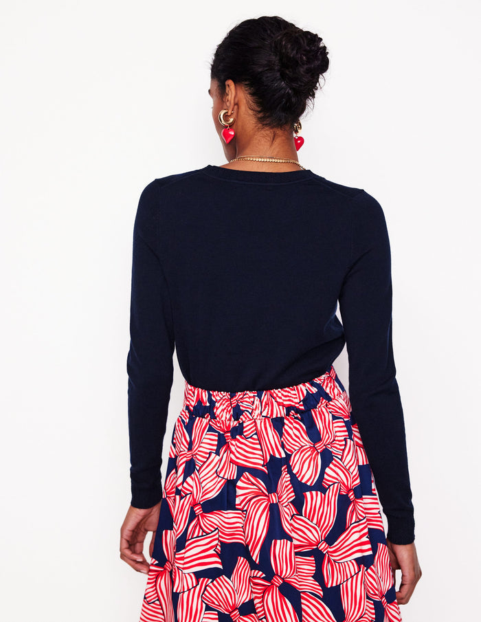 Emilia Cotton Crew Sweater Navy