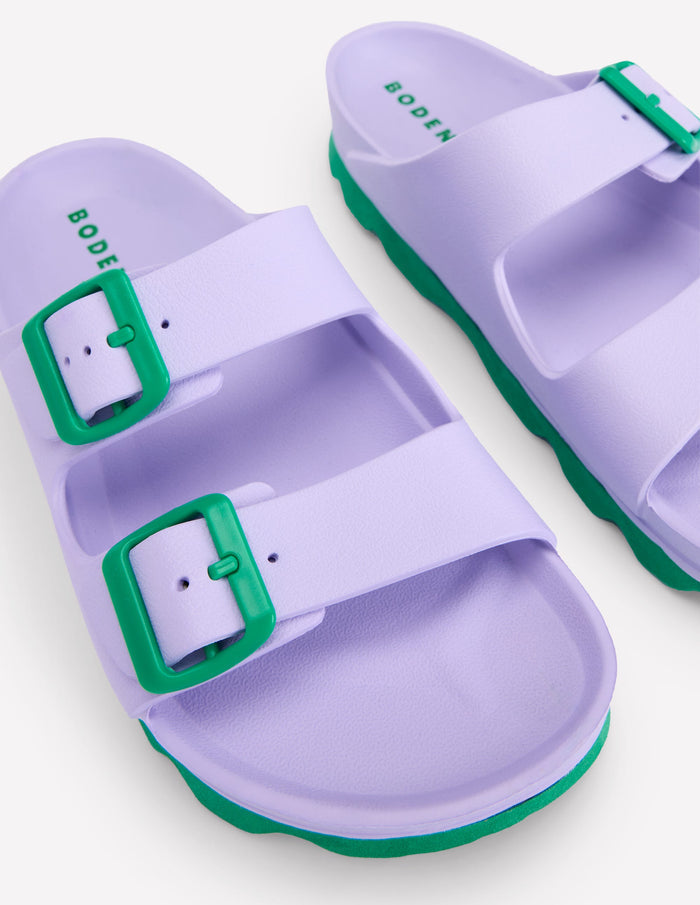 Lyla Double Buckle Sliders Lavender Purple