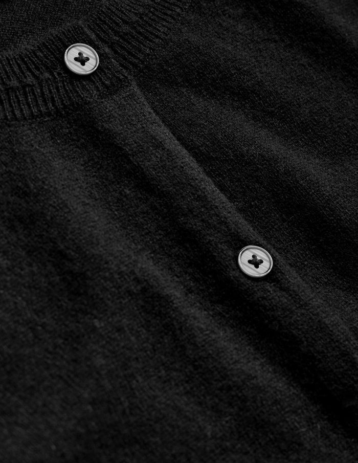 Eva Cashmere Crew Cardigan Black