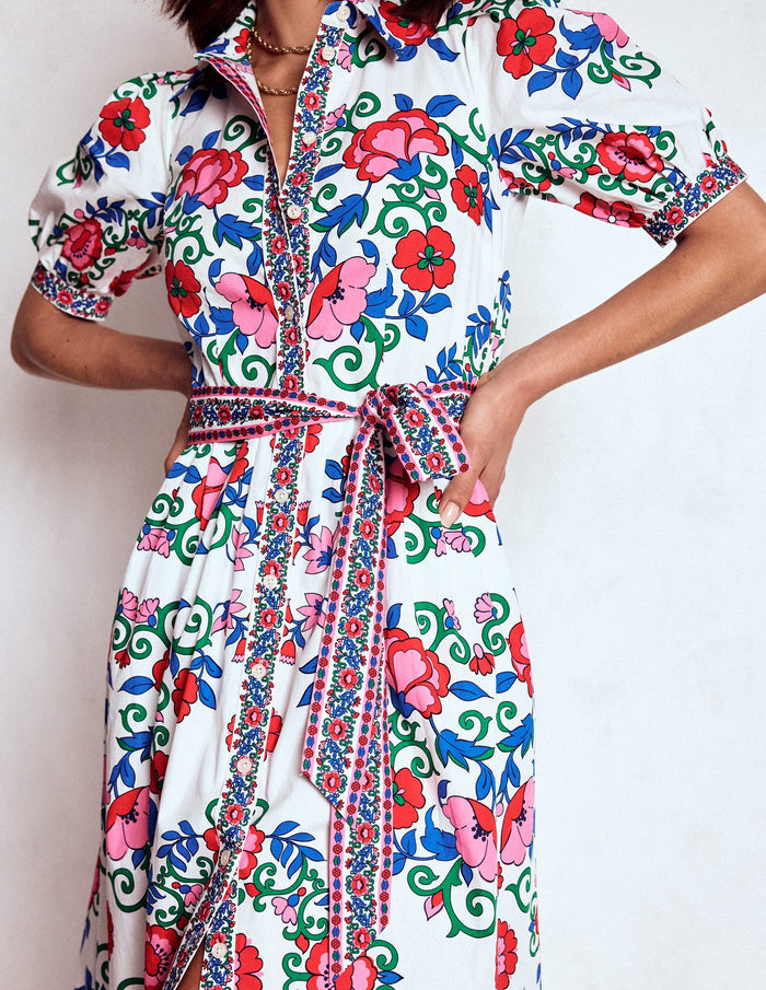 Alexa Maxi Shirt Dress Multi, Ornamental Lattice