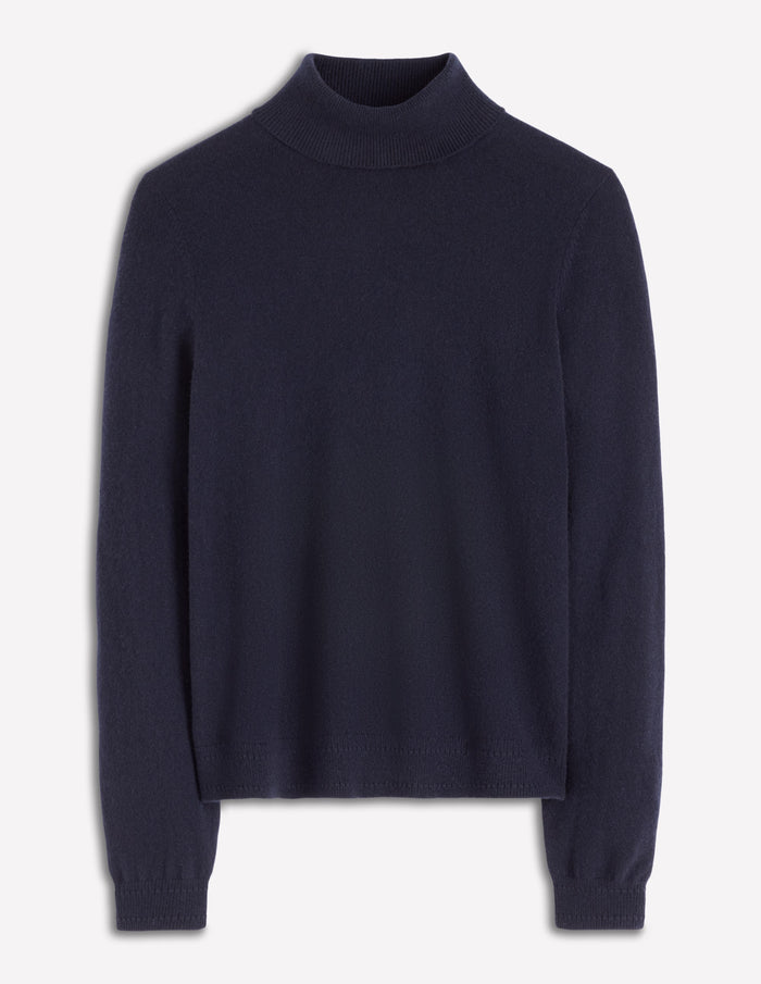 Eva Cashmere Roll Neck Sweater Navy