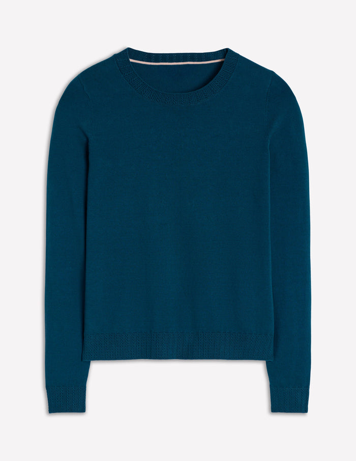 Emilia Cotton Crew Sweater Harbour Blue