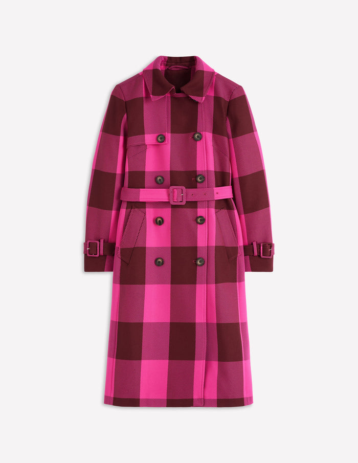 Cheltenham Trench Coat Pink Peony, Chestnut Gingham