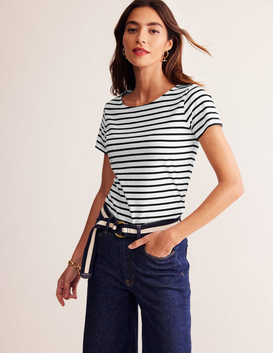 Ella Short Sleeve Breton Ivory, Black