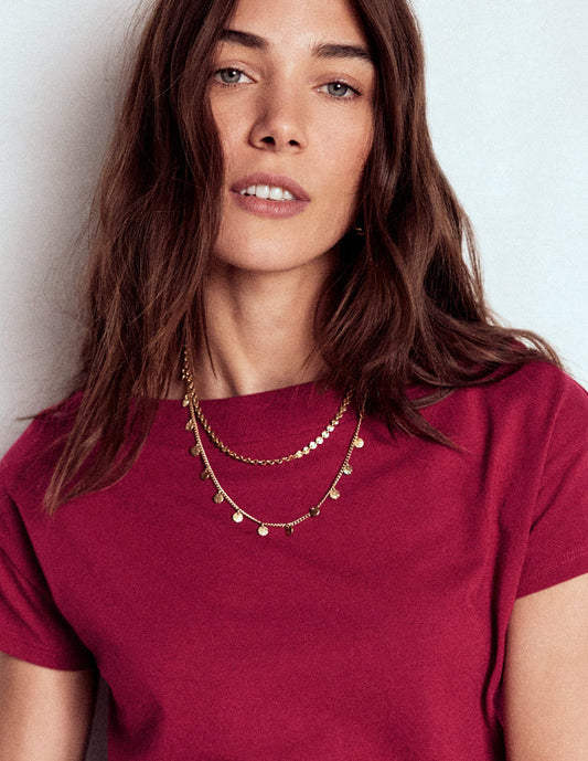 Supersoft Boat Neck T-Shirt Burgundy Red