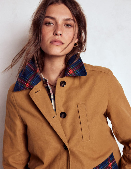 Canvas Barn Jacket Hazelnut Brown, Check