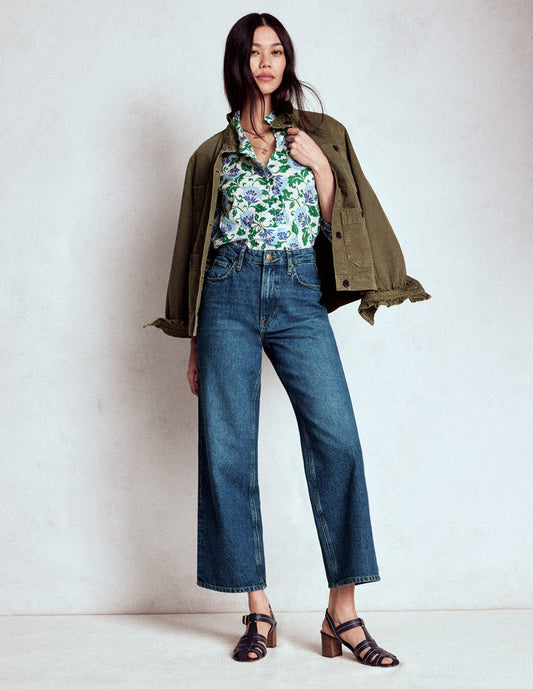 High Rise Straight Crop Jeans Mid Vintage