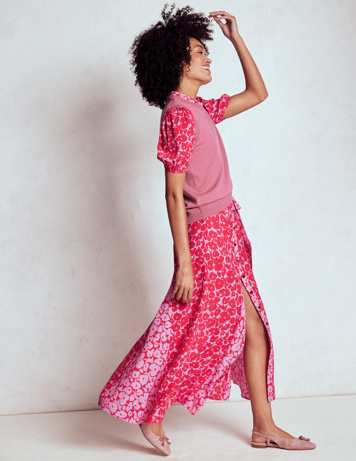 Alegra Midi Shirt Dress Jewel Red, Leafy Grove