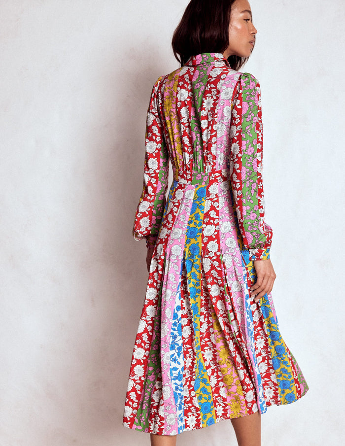 Pleat Skirt Shirt Dress Multi, Dahlia Trail Stripe
