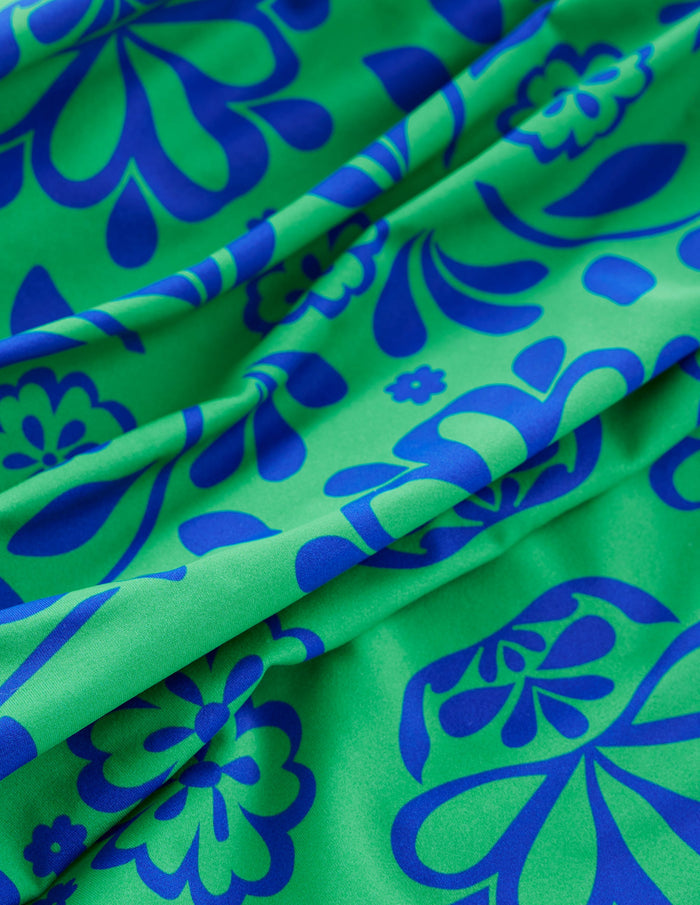 Mykonos Deep V Swimsuit Green, Structured Meadow
