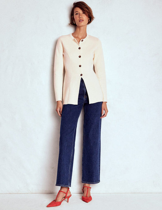 Joanna Fitted Knitted Jacket Warm Ivory