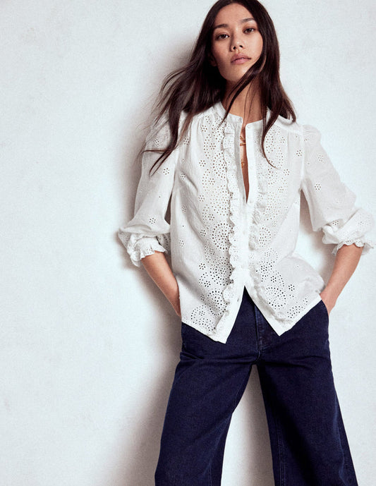 Alice Broderie Top White