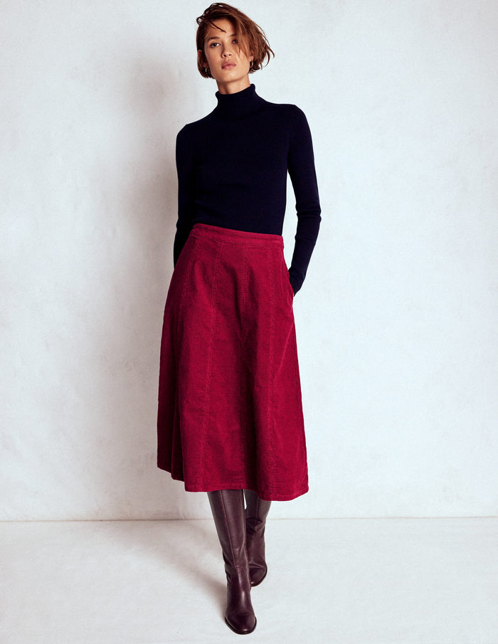 Joy Cord Midi Skirt Burgundy Red