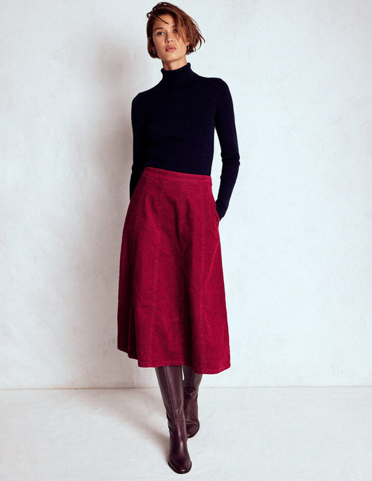 Joy Cord Midi Skirt Burgundy Red