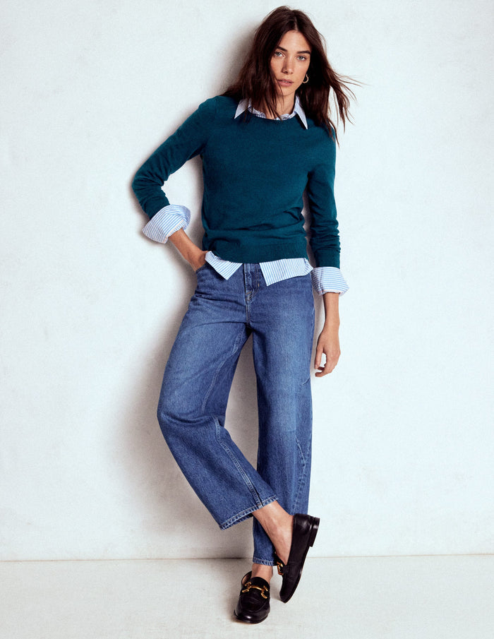Emilia Cotton Crew Sweater Harbour Blue
