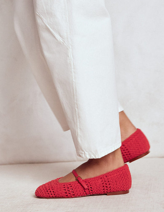 Crochet Mary Jane Flats Post box Red