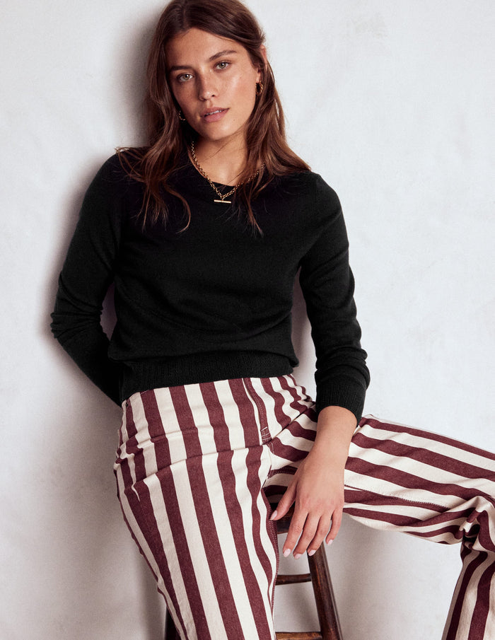 Emilia Cotton Crew Sweater Black