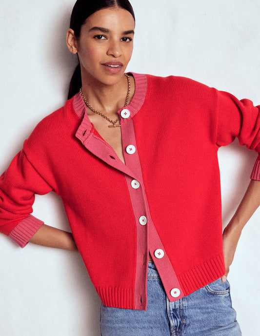Jemma Chunky Cotton Cardigan Poppy Red