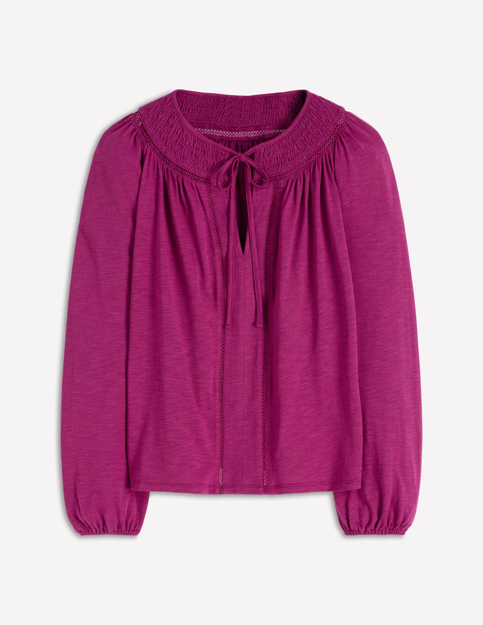 Georgia Smocked Jersey Top Rich Magenta