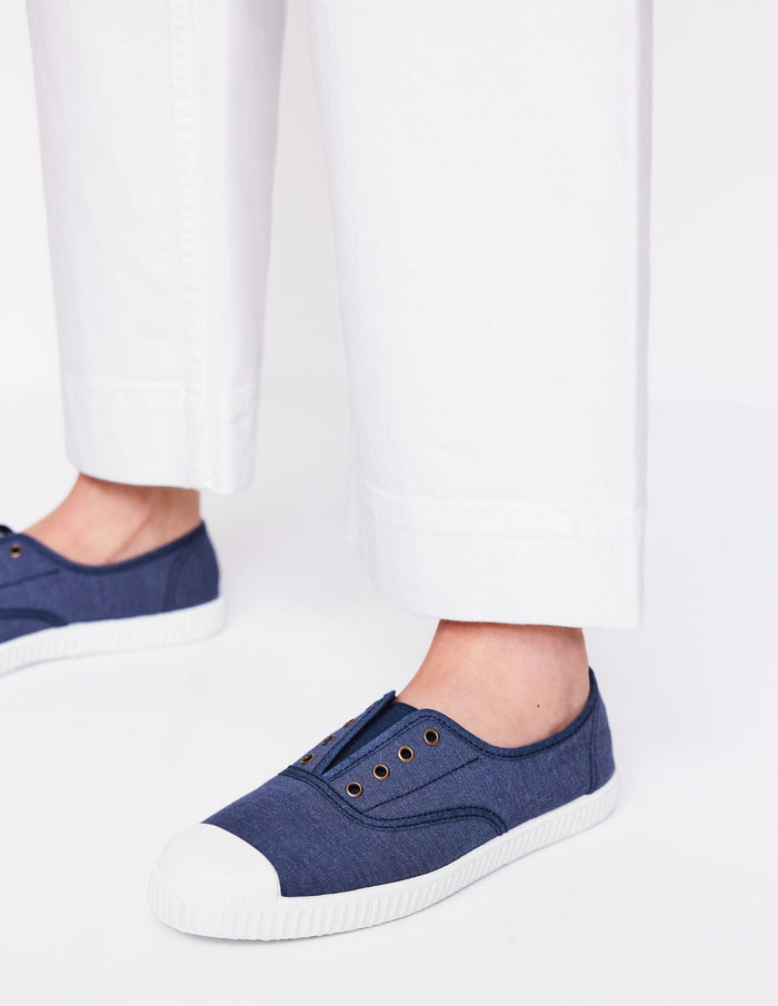 Laceless Canvas Plimsoll Navy