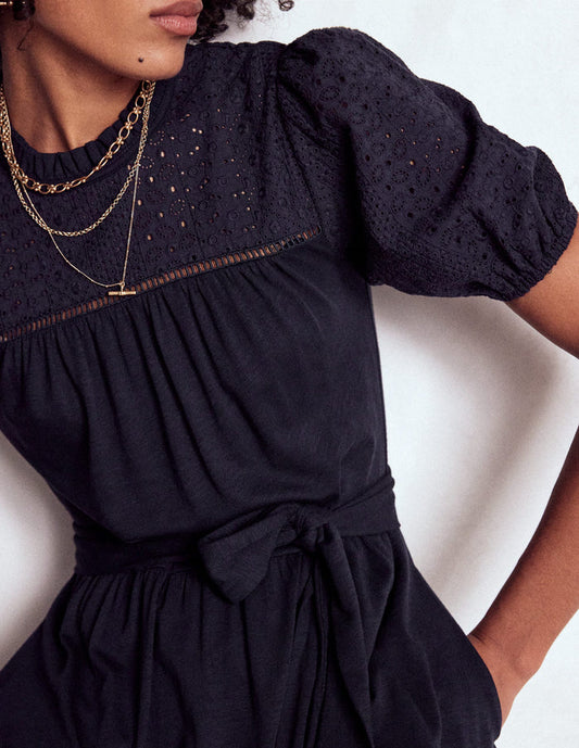 Lorelei Broderie Jersey Dress Navy