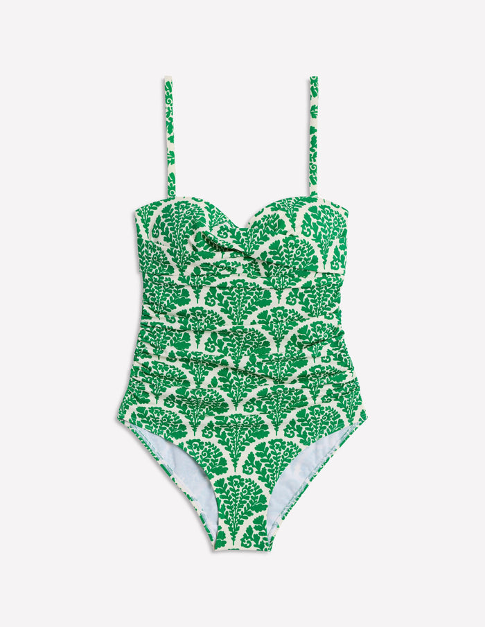 Andros Twist Front Swimsuit Rich Emerald, Blossomy