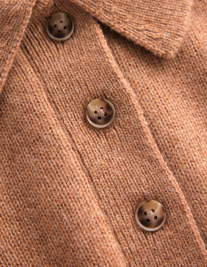 Collared Cashmere Sweater Camel Melange