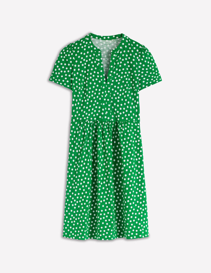 Naomi Short Sleeve Dress Highland Green, Painted Dot