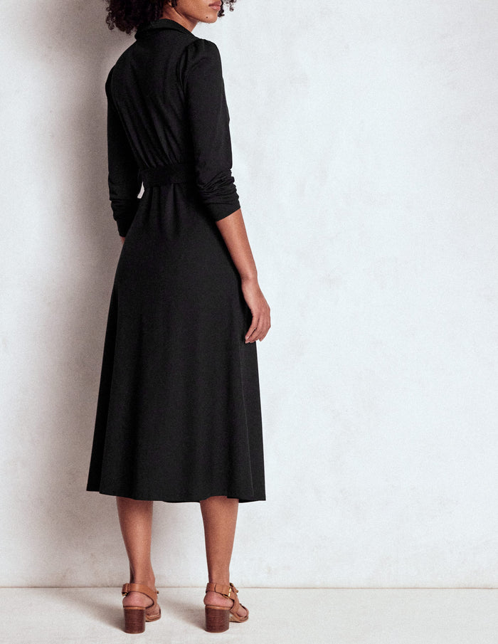 Imogen Collared Jersey Dress Black