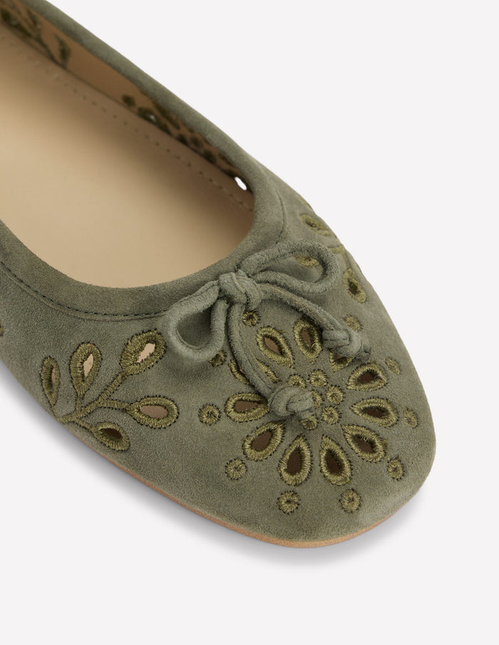 Cut Out Ballet Flats Deep Olive