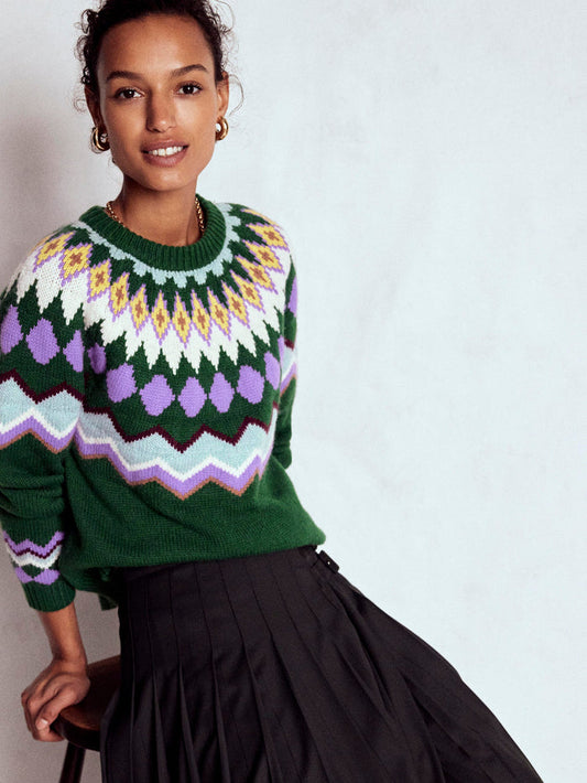 Eleanor Fair Isle Sweater Courtyard Melange