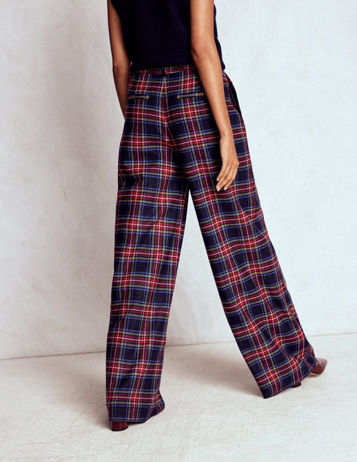 Belgravia Wool Pants Navy, Green and Red Check