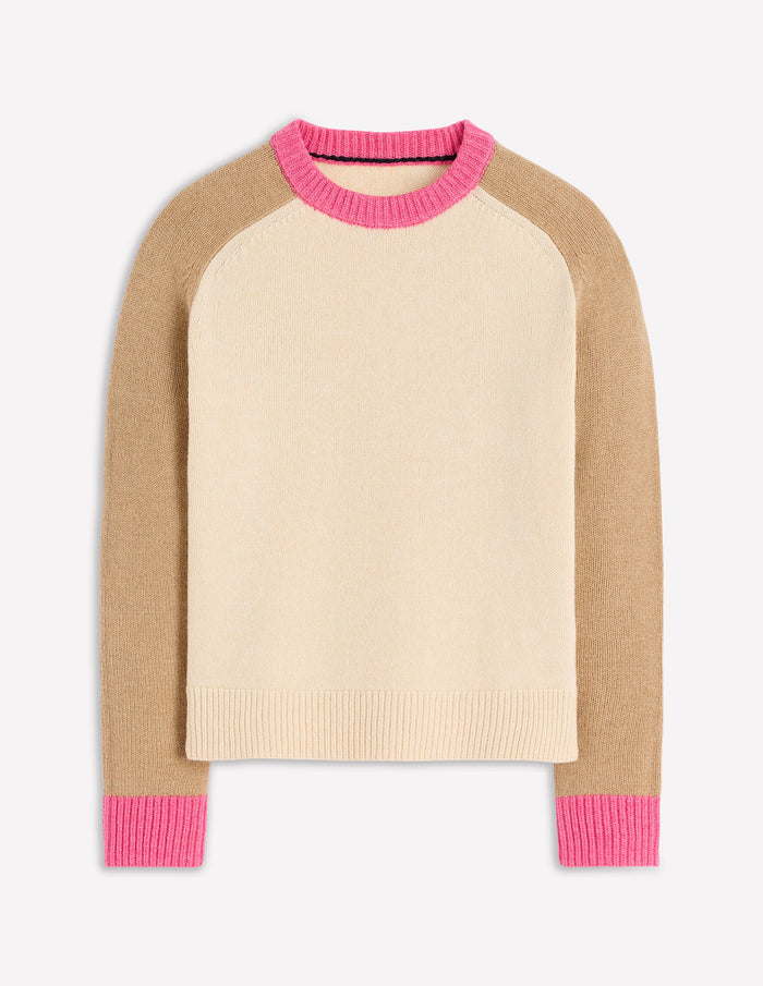 Marion Merino Sweater Warm Ivory, Colourblock