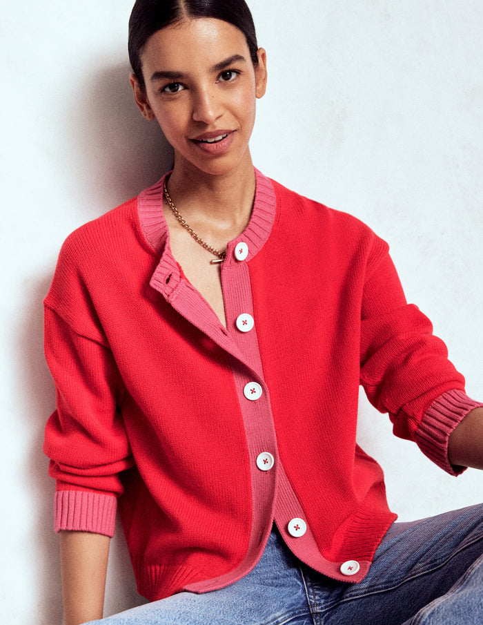 Jemma Chunky Cotton Cardigan Poppy Red