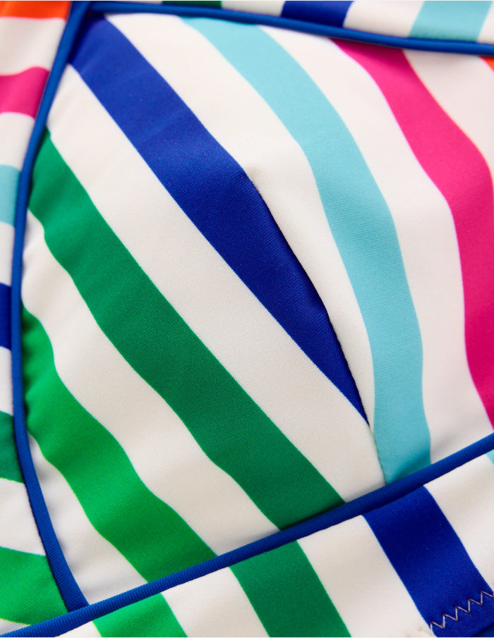 Kasos String V Neck Bikini Top Multi Stripe
