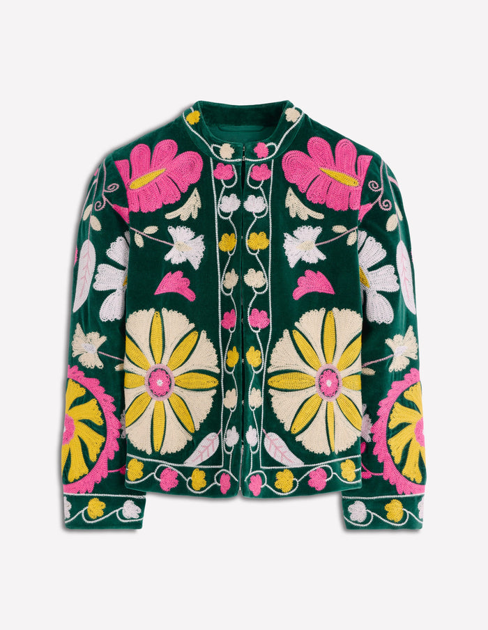 Embroidered Souvenir Jacket Emerald Night Embroidery