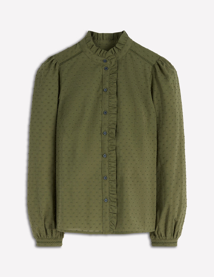 Helena Cotton Dobby Top Woodland Green