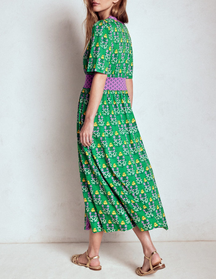 Natalia Jersey Tea Dress Rich Emerald, Wildflower